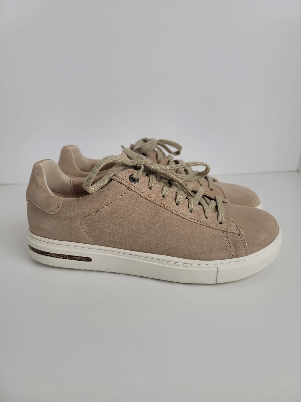 Birkenstock Bend Low Suede Leather Tan Taupe Brown Sneaker US L8, M6 Narrow Fit - Picture 3 of 11
